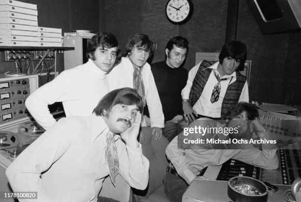 American rock band Tommy James and the Shondells during a recording session for their track 'Crimson and Clover', 30th October 1968. From left to...