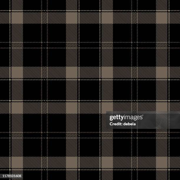 black scottish tartan plaid textile pattern - dark kitchen stock illustrations