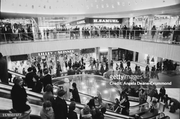 People visiting the Brent Cross Shopping Centre, Hendon, north London, UK, 2nd March 1976.