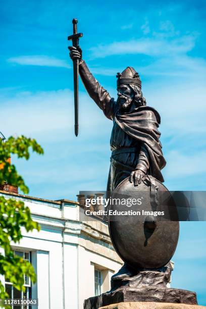 King Alfred the Great statue in Hampshire city of Winchester, Anglo Saxon capital of Wessex, England.