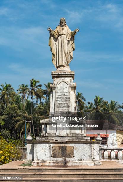 Statue of Sacred Heart of Jesus opposite the Se Cathedral, Old Goa, India.