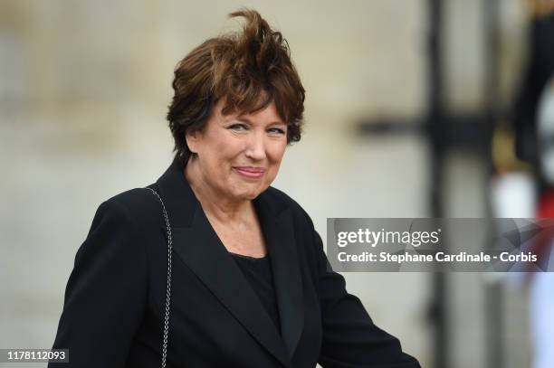 Roselyne Bachelot arrives to attend a church service for former French President Jacques Chirac at Eglise Saint-Sulpice on September 30, 2019 in...