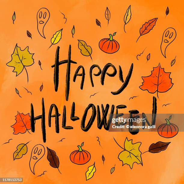 happy halloween wishes - halloween text stock pictures, royalty-free photos & images