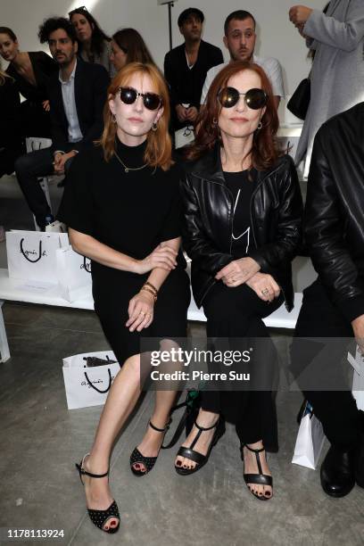 Lolita Chammah and Isabelle Huppert attend the Agnes B. Womenswear Spring/Summer 2020 show as part of Paris Fashion Week on September 30, 2019 in...