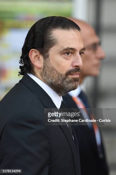 Lebanon's Prime Minister Saad Hariri arrives to attend a church service for former French President Jacques Chirac at Eglise Saint-Sulpice on...