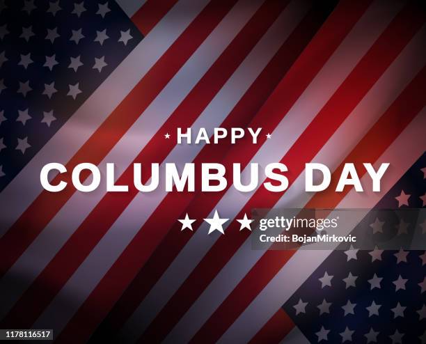 happy columbus day card with usa flag. vector - columbus day stock illustrations