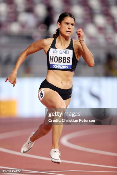 Zoe Hobbs of New Zealand competes in the Women's 200 metres heats during day four of 17th IAAF World Athletics Championships Doha 2019 at Khalifa...