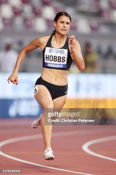 Zoe Hobbs of New Zealand competes in the Women's 200 metres heats during day four of 17th IAAF World Athletics Championships Doha 2019 at Khalifa...
