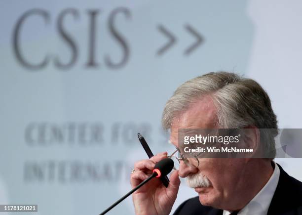 Former U.S. National Security Advisor John Bolton speaks at the Center for Strategic and International Studies September 30, 2019 in Washington, DC....