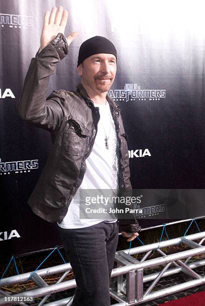 The Edge of U2 arrives at the red carpet VIP screening of "Transformers: Dark of the Moon" at Regal South Beach Cinema on June 30, 2011 in Miami...