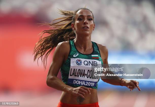 Ivet Lalova-collio of Bulgaria reacts after competing in the Women's 200 metres heats during day four of 17th IAAF World Athletics Championships Doha...