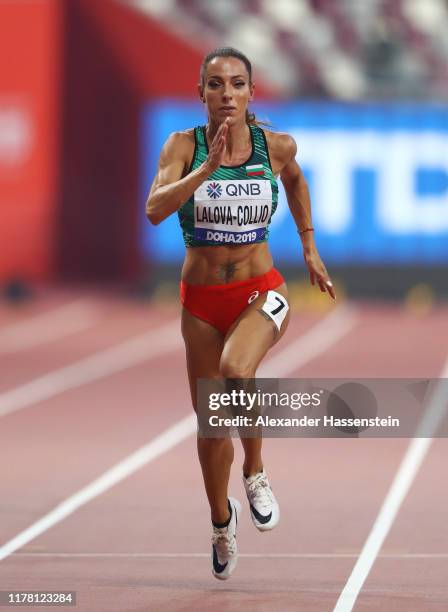 Ivet Lalova-collio of Bulgaria competes in the Women's 200 metres heats during day four of 17th IAAF World Athletics Championships Doha 2019 at...
