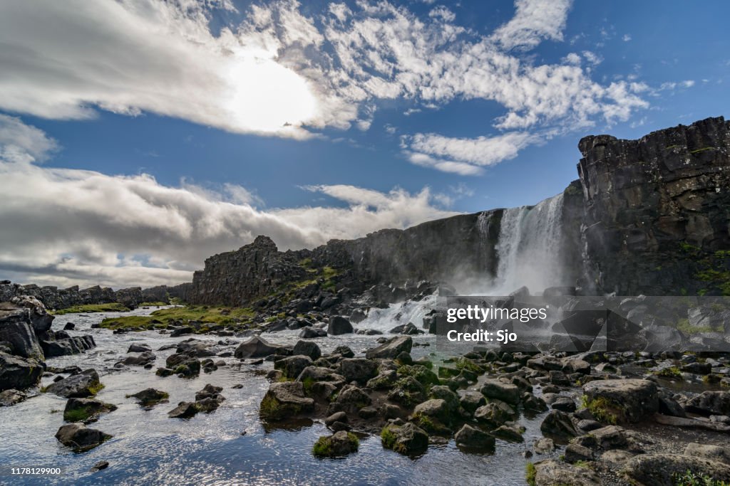 Oxarar river in Thingvellir National Park, Iceland