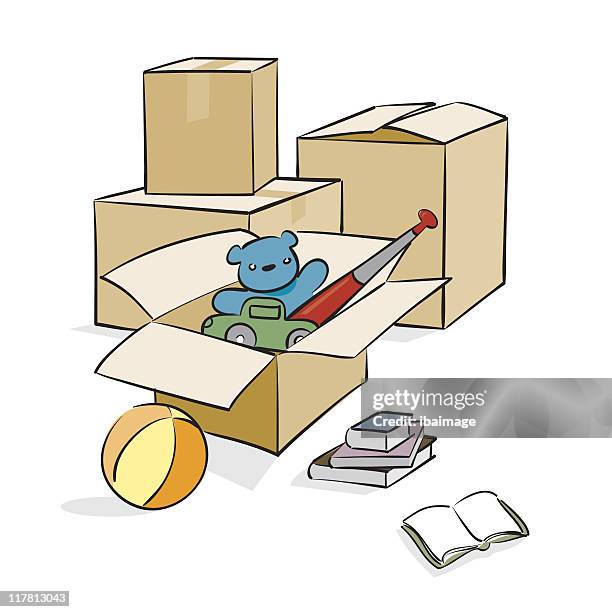 boxes of stuff - clutter stock illustrations