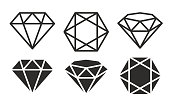 A set of diamonds in a flat style stock illustration