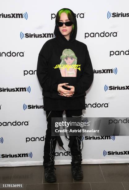 Singer Billie Eilish visits the SiriusXM studios on September 30, 2019 in New York City.