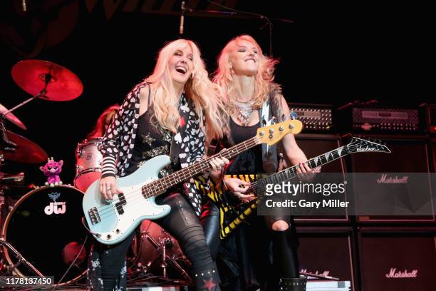 Share Ross and Britt Lightning of Vixen perform in concert opening for Queensryche at HEB Center on September 28, 2019 in Cedar Park, Texas.