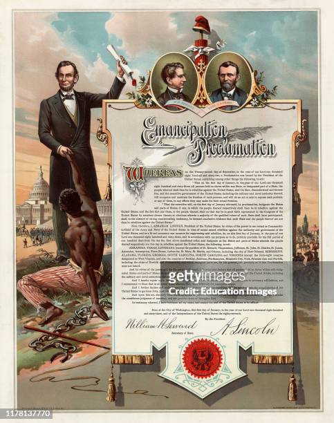 Copy of Abraham Lincoln's Emancipation Proclamation, Henderson, Achert, Krebs Lith. Co., Cincinnati, Ohio, 1890.