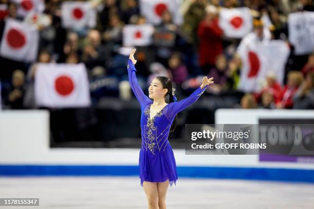 Rika Kihira of Japan skates her short program at the 2019 Skate Canada International ISU Grand Prix event in Kelowna, Canada, on October 25, 2019.