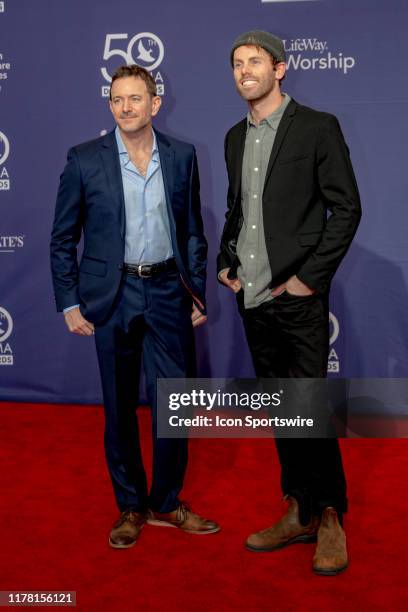 Ry Cox and Joel Hartz on the red carpet for the 50th Annual GMA Dove Awards at Allen Arena, Lipscomb University on October 15, 2019 in Nashville,...