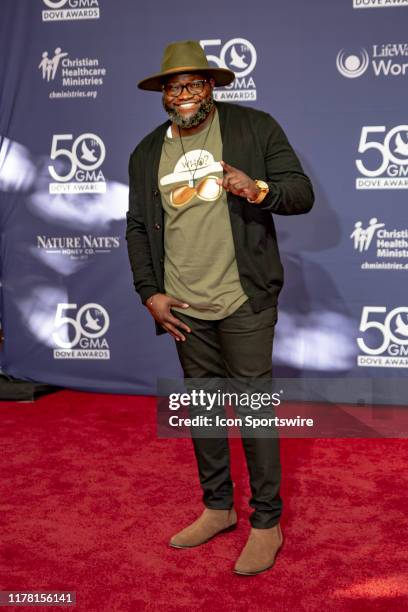 Titus Showers on the red carpet for the 50th Annual GMA Dove Awards at Allen Arena, Lipscomb University on October 15, 2019 in Nashville, Tennessee.