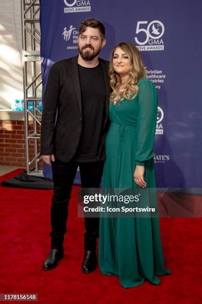 Josh Baldwin and Sheila Strite on the red carpet for the 50th Annual GMA Dove Awards at Allen Arena, Lipscomb University on October 15, 2019 in...