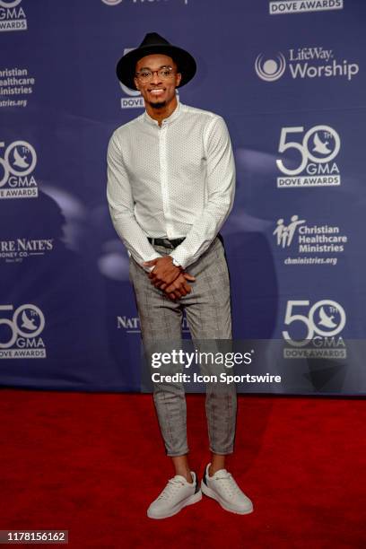 Jonathan McReynolds on the red carpet for the 50th Annual GMA Dove Awards at Allen Arena, Lipscomb University on October 15, 2019 in Nashville,...