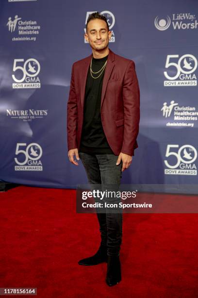 James G. Morales on the red carpet for the 50th Annual GMA Dove Awards at Allen Arena, Lipscomb University on October 15, 2019 in Nashville,...
