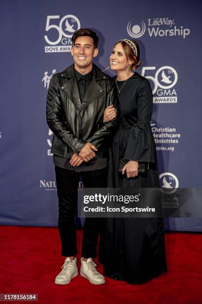 Phil Wickham and guest on the red carpet for the 50th Annual GMA Dove Awards at Allen Arena, Lipscomb University on October 15, 2019 in Nashville,...