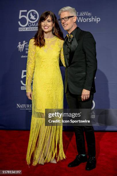 Matt Maher and Kristin Fisher on the red carpet for the 50th Annual GMA Dove Awards at Allen Arena, Lipscomb University on October 15, 2019 in...