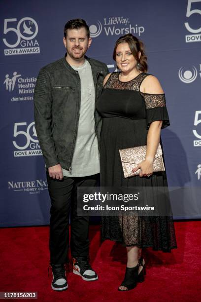 Jordan Sapp and Jessica Sapp on the red carpet for the 50th Annual GMA Dove Awards at Allen Arena, Lipscomb University on October 15, 2019 in...
