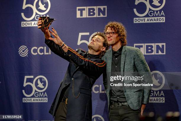 For King and Country win Pop/Contemporary Recorded Song Of The Year for God Only Knows at the 50th Annual GMA Dove Awards at Allen Arena, Lipscomb...