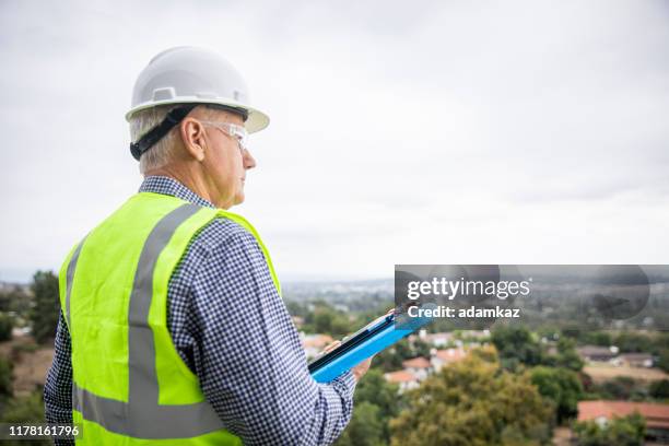 view from a construction property - land surveyor stock pictures, royalty-free photos & images