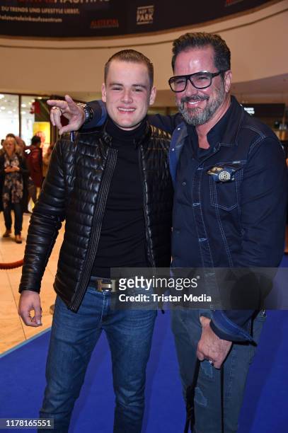 Paul Elvers and his father Alex Jolig during the VIP Late Night Shopping Party at Alstertal shopping mall on October 25, 2019 in Hamburg, Germany.