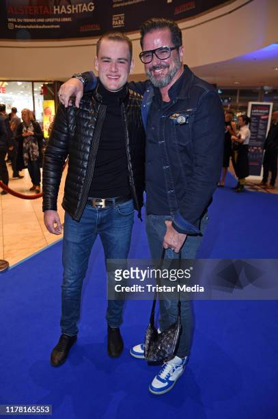 Paul Elvers and his father Alex Jolig during the VIP Late Night Shopping Party at Alstertal shopping mall on October 25, 2019 in Hamburg, Germany.
