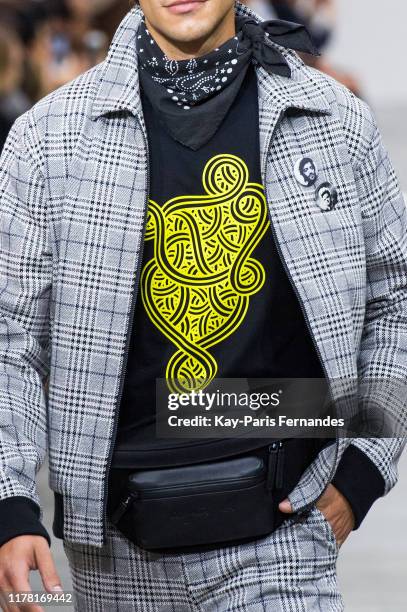 Model, clothing detail, walks the runway during the Agnes B. Womenswear Spring/Summer 2020 show as part of Paris Fashion Week on September 30, 2019...