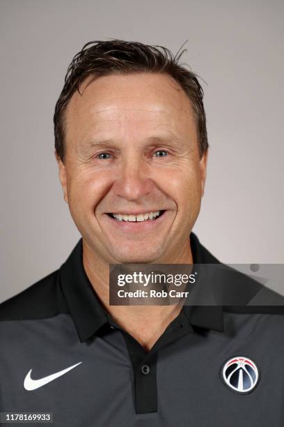 Head coach Scott Brooks of the Washington Wizards poses during media day at Medstar Wizards Performance Center on September 30, 2019 in Washington,...