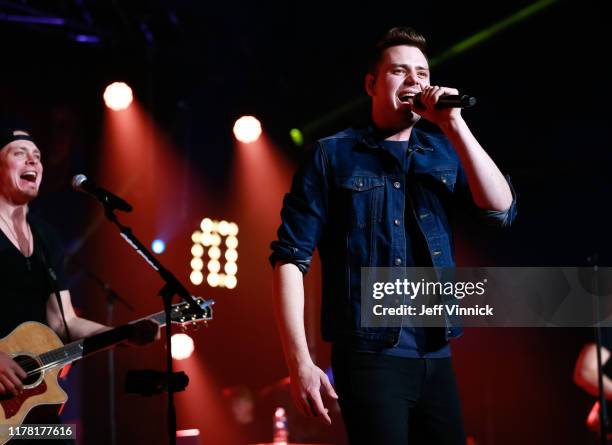 Singer Ty Hunter of the Hunter Brothers performs at the Friday Night Party at the International Trade Centre in advance of the 2019 Tim Hortons NHL...