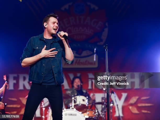 Singer Ty Hunter of the Hunter Brothers performs at the Friday Night Party at the International Trade Centre in advance of the 2019 Tim Hortons NHL...