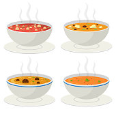 Hot vegetable soup vector design illustration isolated on white background