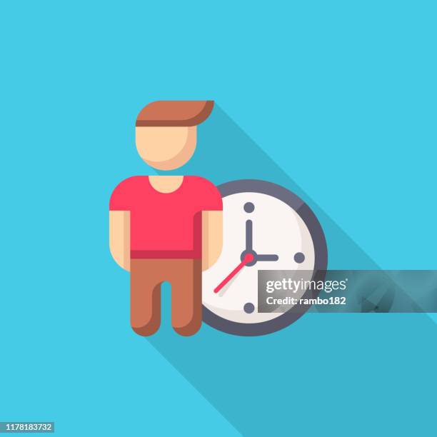 man with clock flat icon. pixel perfect. for mobile and web. - clock is ticking stock illustrations