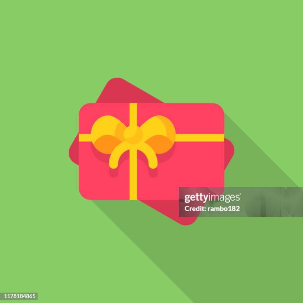 gift card flat icon. pixel perfect. for mobile and web. - gift exchange stock illustrations