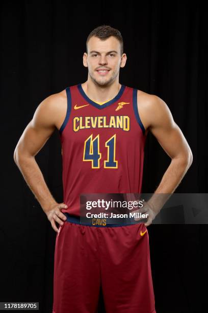 Ante Zizic of the Cleveland Cavaliers during Cleveland Cavaliers Media Day at Cleveland Clinic Courts on September 30, 2019 in Independence, Ohio....