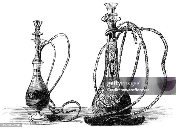 ilustrações de stock, clip art, desenhos animados e ícones de hookah smoking pipes - ottoman empire 19th century - hookah