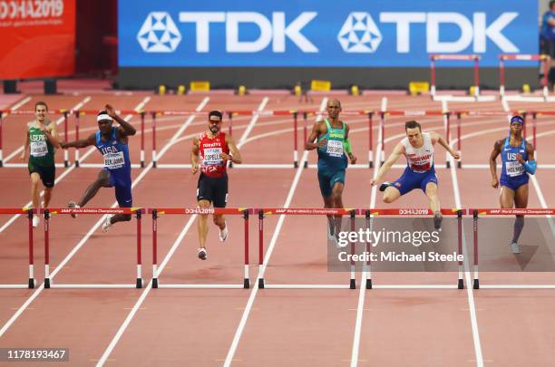 General view of the Men's 400 metres hurdles final during day four of 17th IAAF World Athletics Championships Doha 2019 at Khalifa International...