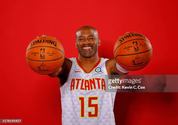 Vince Carter of the Atlanta Hawks poses for portraits during media day at Emory Sports Medicine Complex on September 30, 2019 in Atlanta, Georgia.