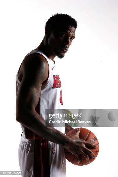 Udonis Haslem of the Miami Heat poses for a portrait during media day at American Airlines Arena on September 30, 2019 in Miami, Florida. NOTE TO...