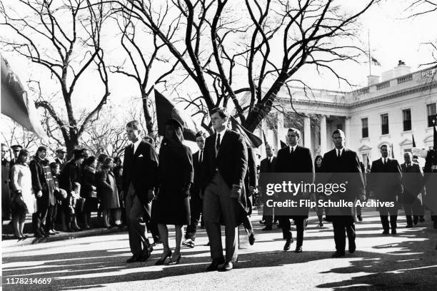 Jackie Kennedy walking with Robert and Ted Kennedy at John F. Kennedy's funeral in Washington D.C. November, 25 1963