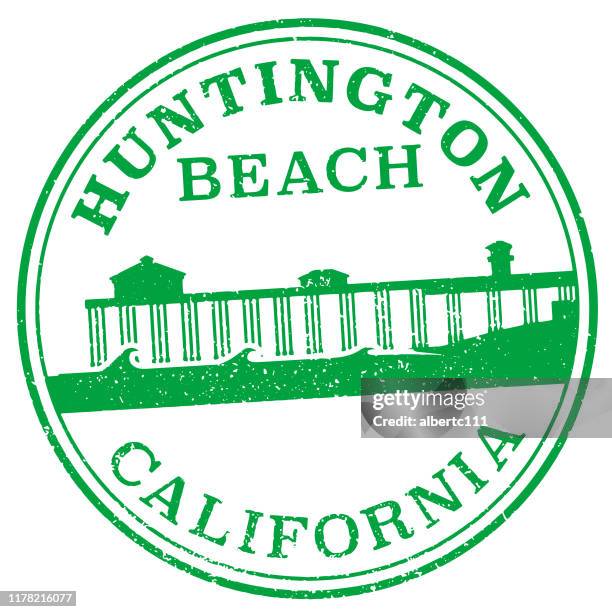 stockillustraties, clipart, cartoons en iconen met huntington beach californië reizen stempel - huntington-beach-californië