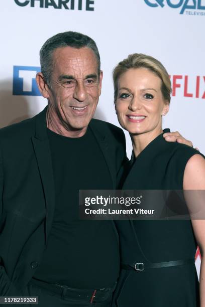Thierry Ardisson and Audrey Crespo-Mara attend the "Le Bazar De La Charite" Photocall At Le Grand Rex on September 30, 2019 in Paris, France.